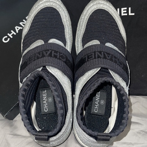 CHANEL SNEAKERS SOCK BOOTIE GLITTER RARE 9.5 41 9 SPACE SHOES NEW WITH BOX ETC! - Picture 6 of 16